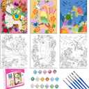 3 Pack Paint by Numbers Kit for Kids 8-12, 10*8" Framed Canvas With 17 Acrylic Paint Pots and 6 Brushes, Color by Number Crafts Art Supplies