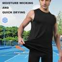 Mens Sleeveless Workout Tank Top - Quick Dry Gym Muscle Shirt for Running Fitness Basketball Outdoor Sports (Black, XXL)
