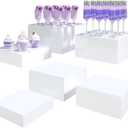 Buffet Risers, Food Display Risers for Party, White Acrylic Risers Display Stand for Buffet Table, Catering Displays for Dessert, Cube Box Nesting Riser with Hollow Bottoms (8"x9"x10" 6PCS)