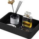 PU Leather Valet Tray Organizer, Modern Nightstand Organizer Bedside Desktop Storage for Womens and Men, Decorative Perfume Trinket Catchall Vanity Tray for Key Watch Wallet (Black)