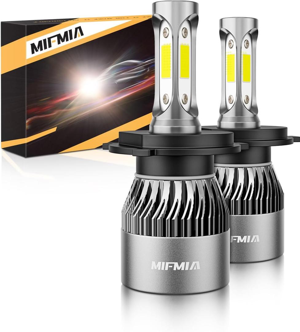 H4 LED Bulbs, 36000LM 900% Brighter, HB2 9003 Bulb 6000K Cool White Interior Lights, IP68 Waterproof Plug-N-Play with Cooling Fan, Pack of 2, License Plate Lights