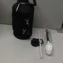 1 Gallon Water Bottle Insulated | Thickened Stainless Steel Vacuum Metal Water Jug | Portable Sports Large for Gym and Hiking with Straw, Carrier Bag, Handle Strap | BPA-Free 128 oz (Advanced Black)