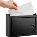 Metal Suggestion Box Locked Mailbox Drop Box with Lock, Wall Mounted, Black - 9.8 x 3 x 7 in