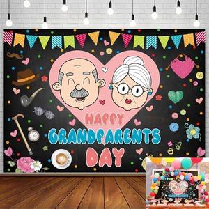 Happy Grandparents Day Banner Backdrop Grandma Grandpa School Event Retirement Black Photo Background Grandparent's Day Family Birthday Gatherings Decorations Classroom Bulletin Board (6x4FT)