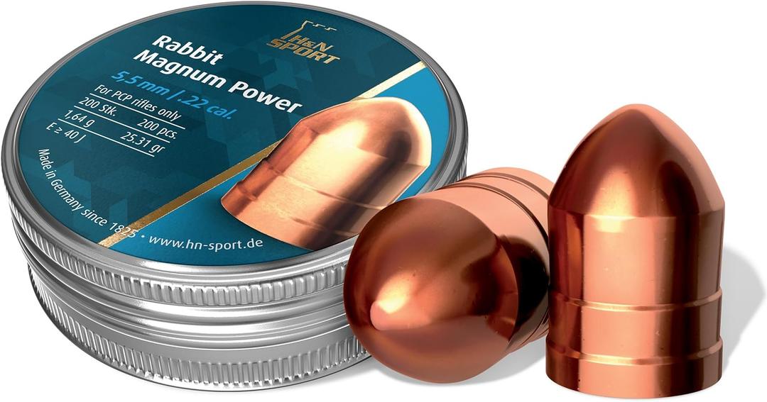 Haendler & Natermann H&N Rabbit Magnum Power Rounded Cylindrical Airgun Pellets .22 Caliber / 25.77 Grains (200 Count)