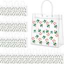Harloon 24 Pcs Christmas Clear Plastic Gift Bags with Handle, PVC Goodie Candy Treat Bags Reusable Tote Bag for Xmas Winter Party Favor Gifts Supplies, 9.84"x 9.84"x 3.54"(Candy Cane)