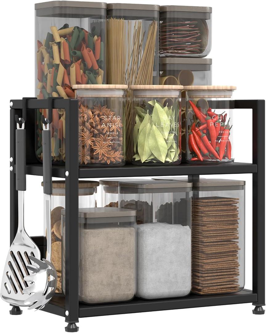 GIDUU 2 Tier Kitchen Countertop OrganizerShelf Organizer, Spice Rack, Coffee Counter Shelf for Kitchen, Office, Station for Mugs,Cups,Cream,Syrup