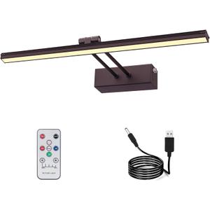 Picture Light,Battery Art Lights for Wall,Wireless Remote Painting Light with Timer and Dimmable,20Metal Display Lighting for Artwork,Portrait,Gallery-BK