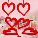 Aneco 6 Pieces Valentine‘s Day 3D Velvet Heart Hanging Ornament 9.45 Inch Foam Heart Wreaths for Valentine‘s Day Wedding Anniversary Front Door Home Decor, Red