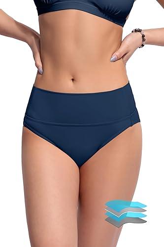 Beautikini Period Swimwear Bikini Menstrual Swim Bottoms Leakproof Bathing Suits for Teens Girl (Medium, Dark)