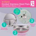 Elk and Friends Stainless Steel Divided Plates with Silicone Sleeve for Babies & Toddlers | Lids Included | Stay Put Suction | Dinner & Snack Plates | 3 Pack