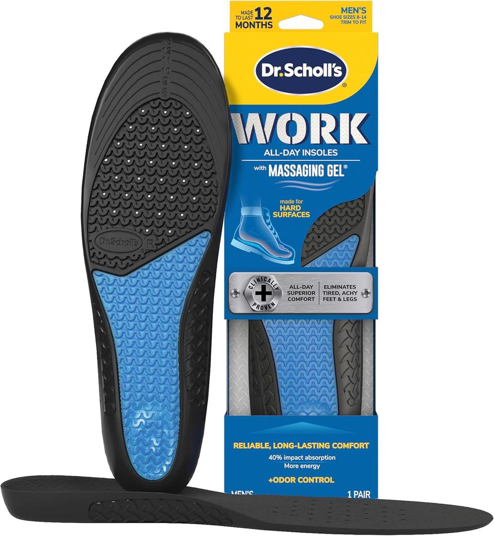 Dr. Scholl's Heavy Duty Support Insole Orthotics, Big & Tall, 200lbs+, Wide Feet, Shock Absorbing, Arch Support, Distributes Pressure, Trim to Fit Inserts, Work Boots & Shoes, Men Size 814, 1 Pair