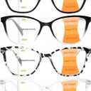 4 Pack Progressive Multifocus Reading Glasses for Women Men Blue Light Blocking Readers with Spring Hinge