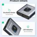 HDMI Switch 4k@60hz Splitter, GANA Aluminum Bidirectional HDMI Switcher 2 in 1 Out, Manual HDMI Hub Supports HD Compatible with Xbox PS5/4/3 Blu-Ray Player Fire Stick Roku