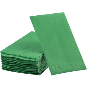 Dinner Napkins Disposable Guest Towels, Green Beverage Napkins Soft and Absorbent Paper Napkins Dinner Size for Party, Wedding, 8 x 4.5 2 Ply Party Napkins, Pack of 40 - by Amcrate