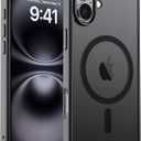 Magnetic for iPhone 16 Case, [Compatible with MagSafe] [Military Grade Drop Protection] Translucent Matte Shockproof Anti-Scratch Phone Case, Black