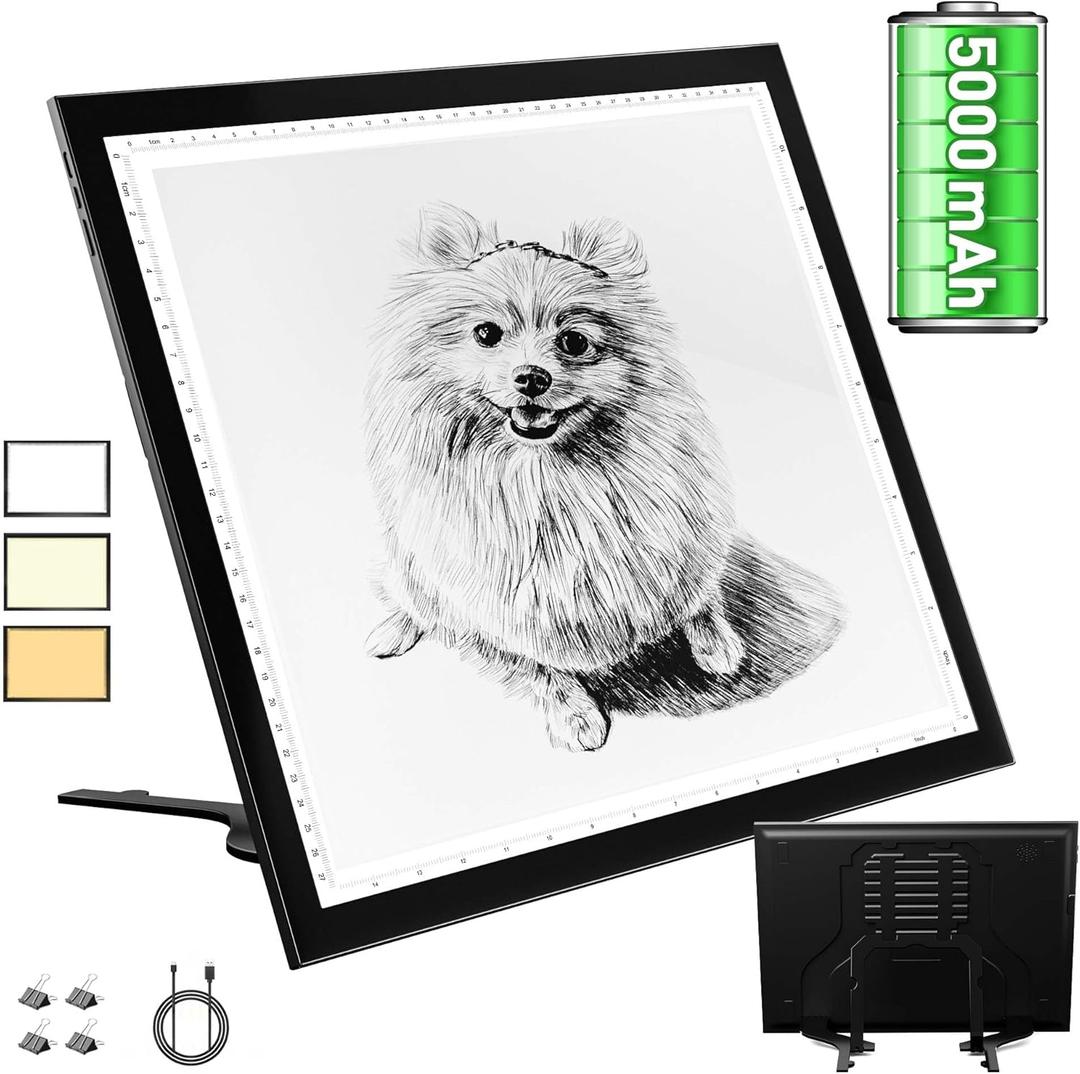 WELZK 5000mAh Rechargeable Diamond Art Light Board, 16.612.6inchs Tracing Light Box, Side Buttons Light Table for Drawing,Tracing,Weeding Vinyl, Diamond Painting etc