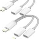 Iphone Headphone Adapter(2Pack)Dual Lightning Splitter 2in1 Double Jack Adaptador Para Audio Charging Dongle AUX Charge Cable for Apple MFI Certified 14 13 12 11 Pro Max Mini Se 7 X Xr 8Plus Converter