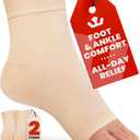KEMFORD Ankle Compression Sleeve - 1-Pair, Plantar Fasciitis Braces - Open Toe Compression Socks for Swelling, Sprain, Neuropathy, Foot Arch Support for Men and Women - 20-30mmhg, XL, Beige