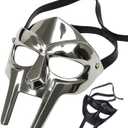 MF Doom Mask  Metal Roman Gladiator Helmet for Cosplay & Halloween  Rust-Free, Oil-Free, Lightweight Viking Face Armor  Safe Smooth Interior  Leather Strap