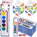 Sabary 18 Pack End of School Year Gift for Student Watercolor Paint Set Bulk with Card and Rope 8 Washable Watercolor Paint with Brush for Last Day of School Classroom Kid Art Party Favor (Heart)