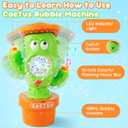 Cactus Bubble Machine, Automatic Bubble Blower with Music & Wiggle Action, Portable Handheld Bubble Maker with Lights, Birthday Gifts for Toddlers, Party Favors Toys, Easter Basket Stuffers for Kids