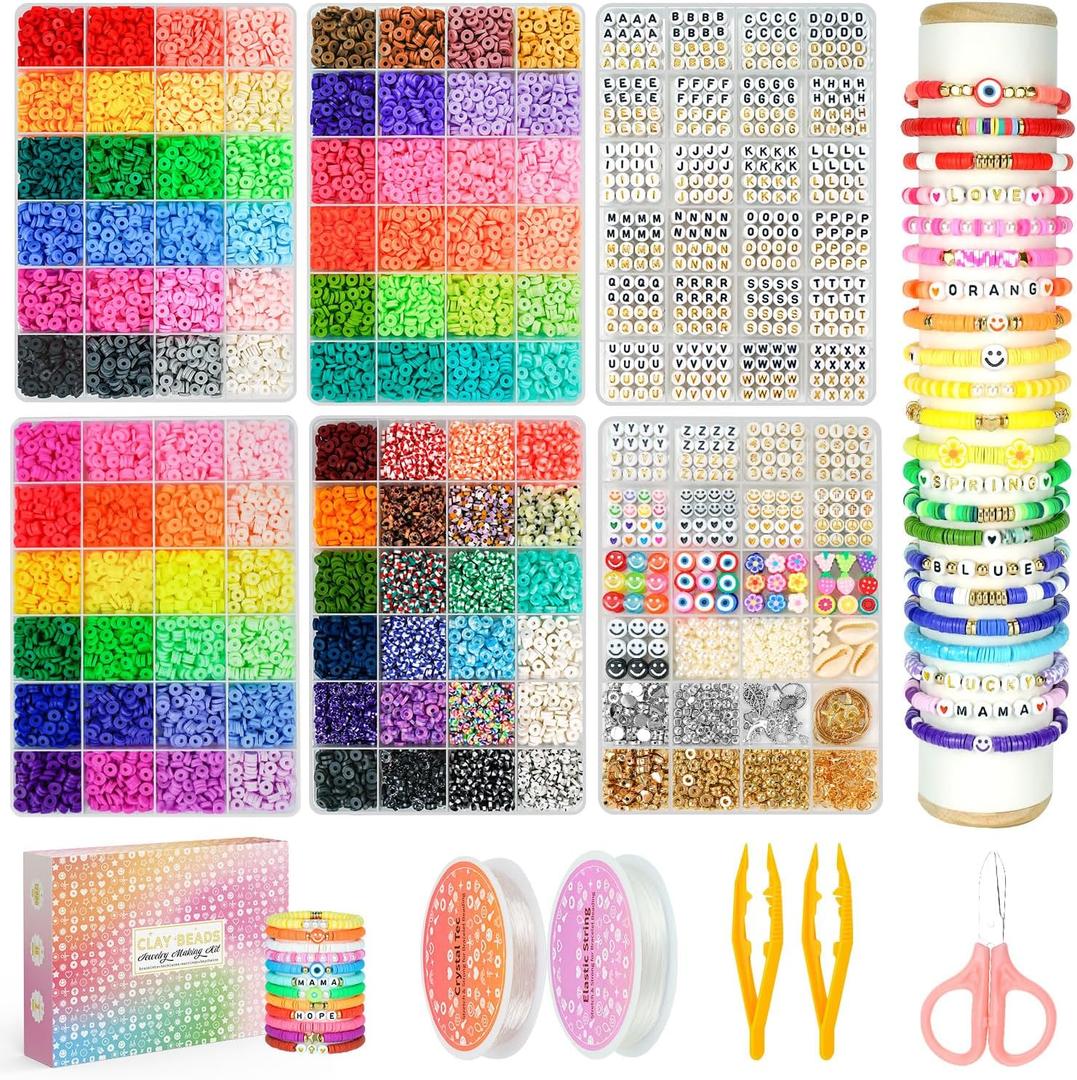 Friendship Bracelet Making Kit 96 Colors, 900pcs Letter Beads, 100pcs Number Bead, Gold Silver Spacer Charms for Concert Bracelets Jewelry Craft