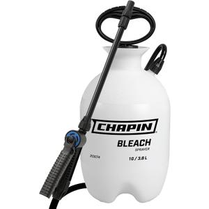 Chapin 20074: Made in the USA Disinfectant Bleach Sprayer, 1-Gallon, Adjustable Cone Nozzle, Compatible with Bleach Solutions and Fungicides, Bonus Spray Shield, Translucent White