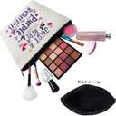 Just Love Purple And Butterflies Makeup Bag Canvas Organizer Zipper Pouch Heart Floral Butterflies Cosmetic Bag Present for Purple Butterfly Lovers Women