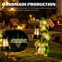 Solar Garden Statues, Resin Stacked Frog Statue, Waterproof Solar Garden Figurine for Outside Yard Outdoor Patio Lawn Decor, Solar Animal Lights for Women, Birthday Easter Gifts