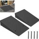 Rubber Threshold Ramp 9.85Inch Rise, Wheelchair Rubber Door Ramp with Non-Slip Surface, Home Step Ramp with Channel for Wheelchairs/Cars/Scooters (2PCS, 2200LBs Loading)