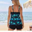 Hanna Nikole Women's Tankini Swimsuits Two Piece Tummy Control Bathing Suit with Athletic Pockets Swim Shorts Swimwear (Black, XL)