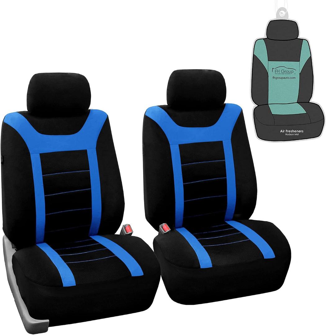 FH Group Car Seat Covers Sports Seat Covers Front Seats Only, Airbag Compatible Blue Black Automotive Seat Cover Combo Small Car Seat Cover Design Universal Fit Interior Accessories Cars Trucks SUVs