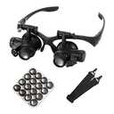 mlogiroa Head Mount Magnifying Glass with LED Light, Jewelers Loupe Magnifier with 8 Interchangeable Lens 2.5X/4X/6X/8X/10X/15X/ 20X/25X for Close Work/Electronics/Eyelash/Crafts/Jewelry/Repair