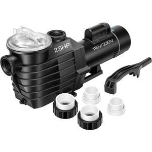 VIVOHOME 2.5HP Dual Voltage Pool Pump, High Lift 78FT Self-Priming, DOE Energy Saving, 1.5" & 2" Connectors w/Strainer Basket for In/Above Ground Pools
