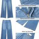 GRAPENT Wide Leg Jeans for Women Trendy High Waisted Stretchy Denim Pants 90s Baggy Jeans Trouser Jeans with Pockets (Blue, XXL)