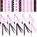 Ctosree 20 Pcs Breast Cancer Awareness Lanyards Silicone Keychains Pink Ribbon Wrist Neck Lanyard for Men Women Wristlet Strap Breast Cancer Survivor Inspirational Gift for Women