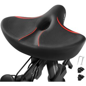 Oversized Bike Seat Compatible with Peloton, Comfort Bicycle Seat Replacement for Men & Women, Extra Wide Bike Saddle Compatible with Peloton, Echelon, Exercise, Electric, Cruiser Bikes