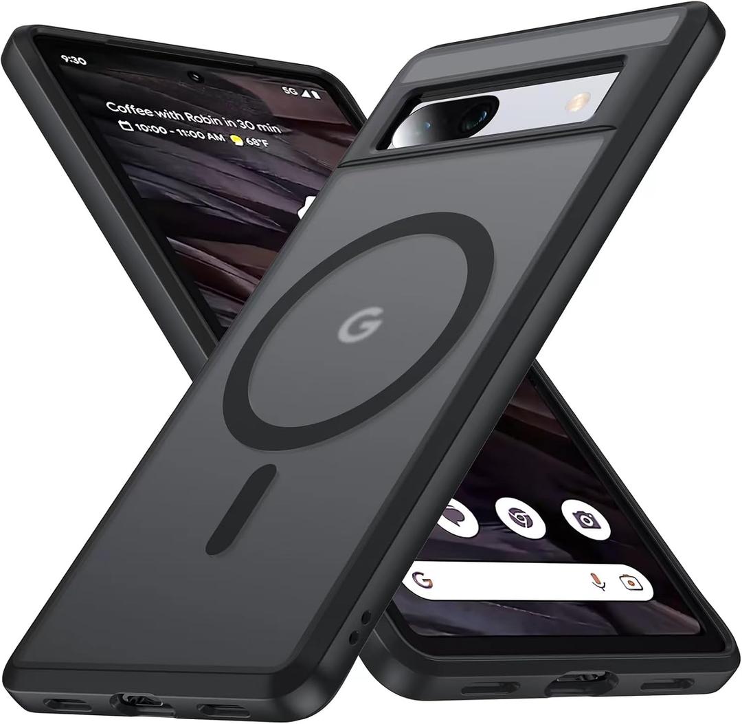 NO.1 Magnetic for Google Pixel 7a Case [Compatible with MagSafe][Anti-Fingerprint][Slim Fit][Military Shockproof] Translucent Matte Hard Back Pixel 7a 5G Phone Cover, Black