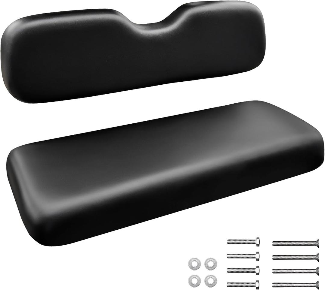 Universal Golf Cart Replacement Rear Seat for EZGO/Club Car/Yamaha Golf Cart Seats, Including Seat Cushion and Backrest Pad,Fit Flip Rear Seats (Black)