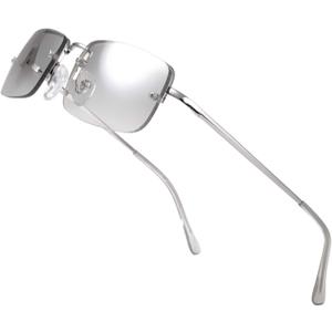 The Fresh Minimalist Small Rectangular Sunglasses Clear Eyewear - Exquisite Packaging (Silver, Gradient Clear)