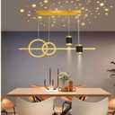 SMG Modern LED Pendant Light for Kitchen Island, 39" Gold Linear Dining Room Chandelier Over Table, with Remote Control 3000K-6000K Dimming, Office Desk Hanging Lighting Fixture