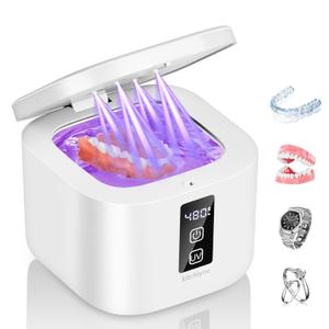 48kHz Ultrasonic Cleaner with Digital Timer - 3 Settings for Dentures, Retainers, Aligners, Mouth Guards, Jewelry, 375ml Tank, 99% Efficiency