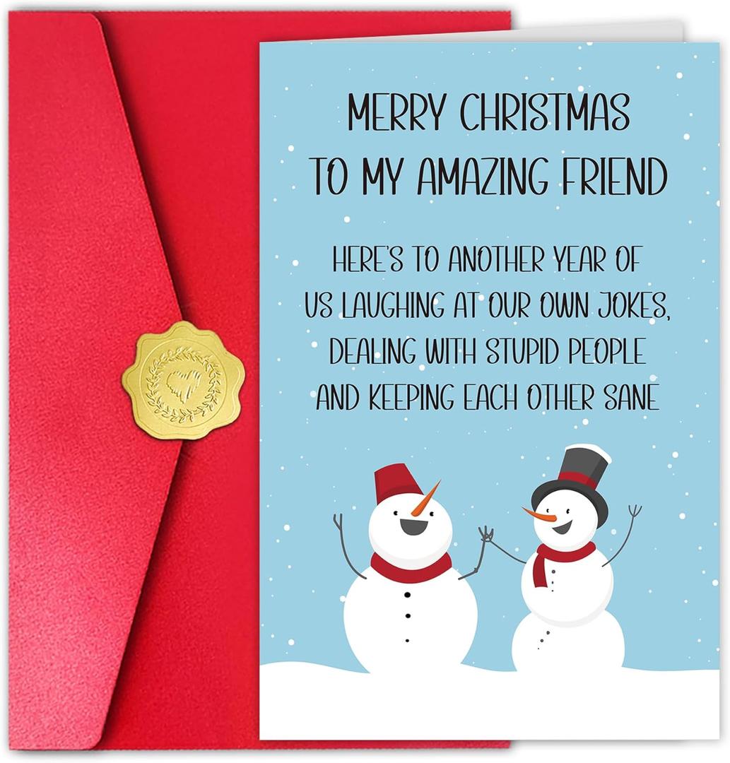2 x Merry Christmas Card for Friend, Funny Christmas Card for Him Her, Amusing Xmas Cards Gift (#34)