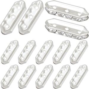 Beebeecraft 180Pcs 3 Hole Spacer Beads Silver Metal Multi Strand Bead Connector with Rhinestones Rectangle Bridge Spacers for Jewelry Making Multilayer Bracelet