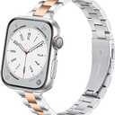 Lenrao Thin Stainless Steel Bands Compatible with Apple Watch 38mm 40mm 41mm 42mm 44mm 45mm 46mm for Women, Metal Straps for iWatch Series 11 10 9 8 7 6 5 4 3 2 1 SE