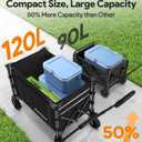 Raynesys 3 in 1 Collapsible Wagon Converts to Bench, 220lbs Foldable Wagon Cart with Wheels, 120L Shopping Cart for Groceries Folding Utility Wagon for Beach, Garden, Camping, Sport, Black
