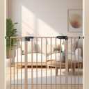 keny 29"-42.5" Baby Gate for Stairs, Auto Close Safety Dog Gate, Pressure Mounted Easy Walk Through Pet Gate for Doorways, Durable Stair Gate, 30" Tall, Brown