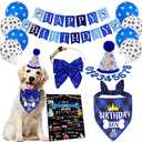 Dog Birthday Bandanas - Paw Balloons, Banner & Outfit Hat for Dog Birthday Decorations