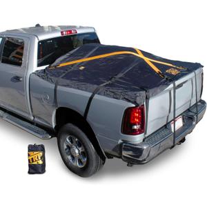 The Heavy Duty X-Cover by TRPx - Trailer and Truck Bed Cover Large - Integrated Heavy Duty Black Tarp and Tie Down System. Fits: Standard Bed, Long Bed Trucks and Utility Trailers up to 8' Long.